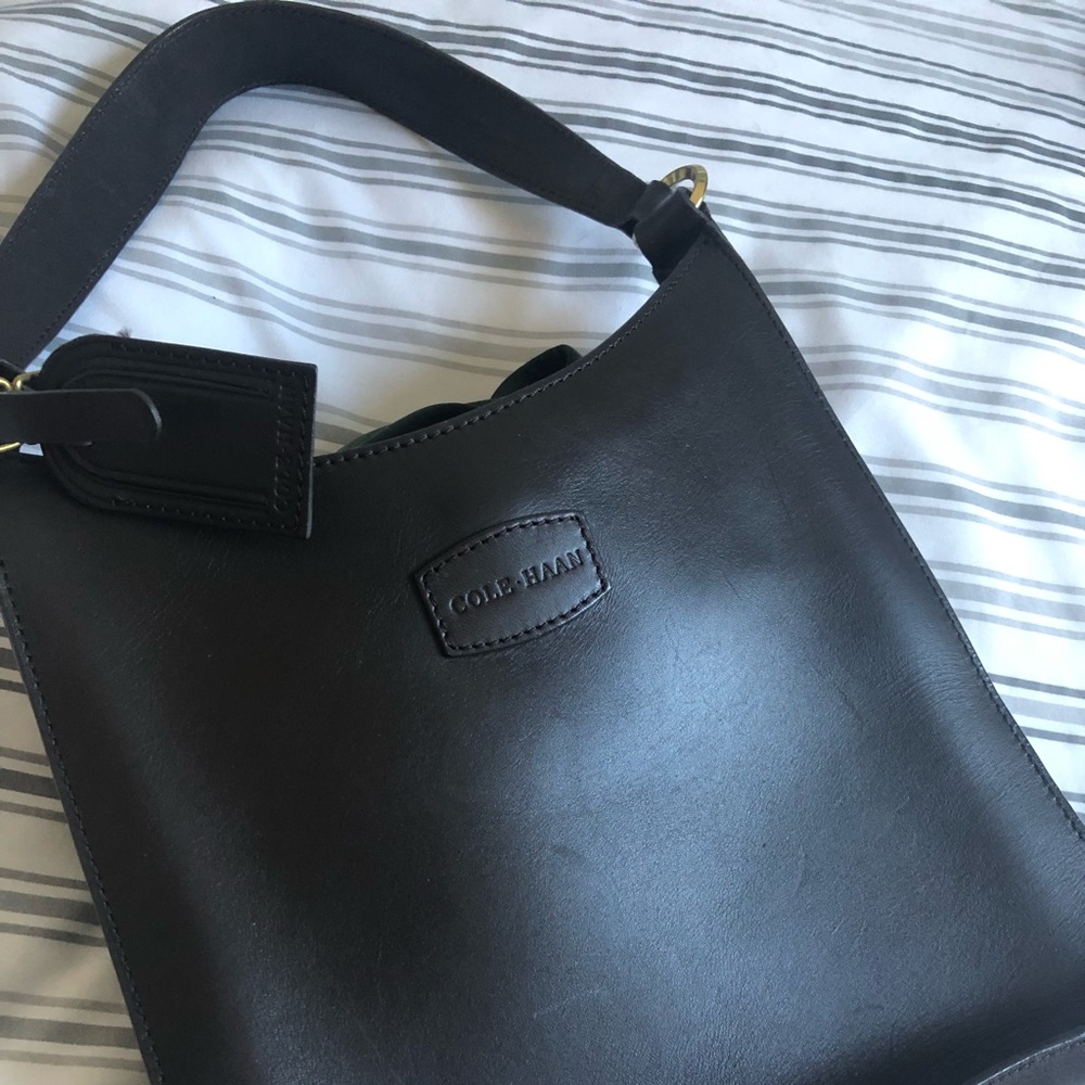 Cole Haan leather shoulder bag with snap closure